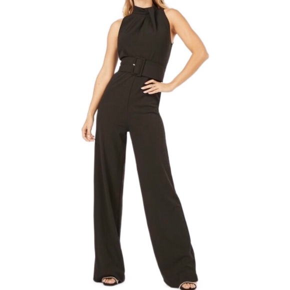 JustFab Pants - NWT Belted Mock Neck Sleeveless Jumpsuit